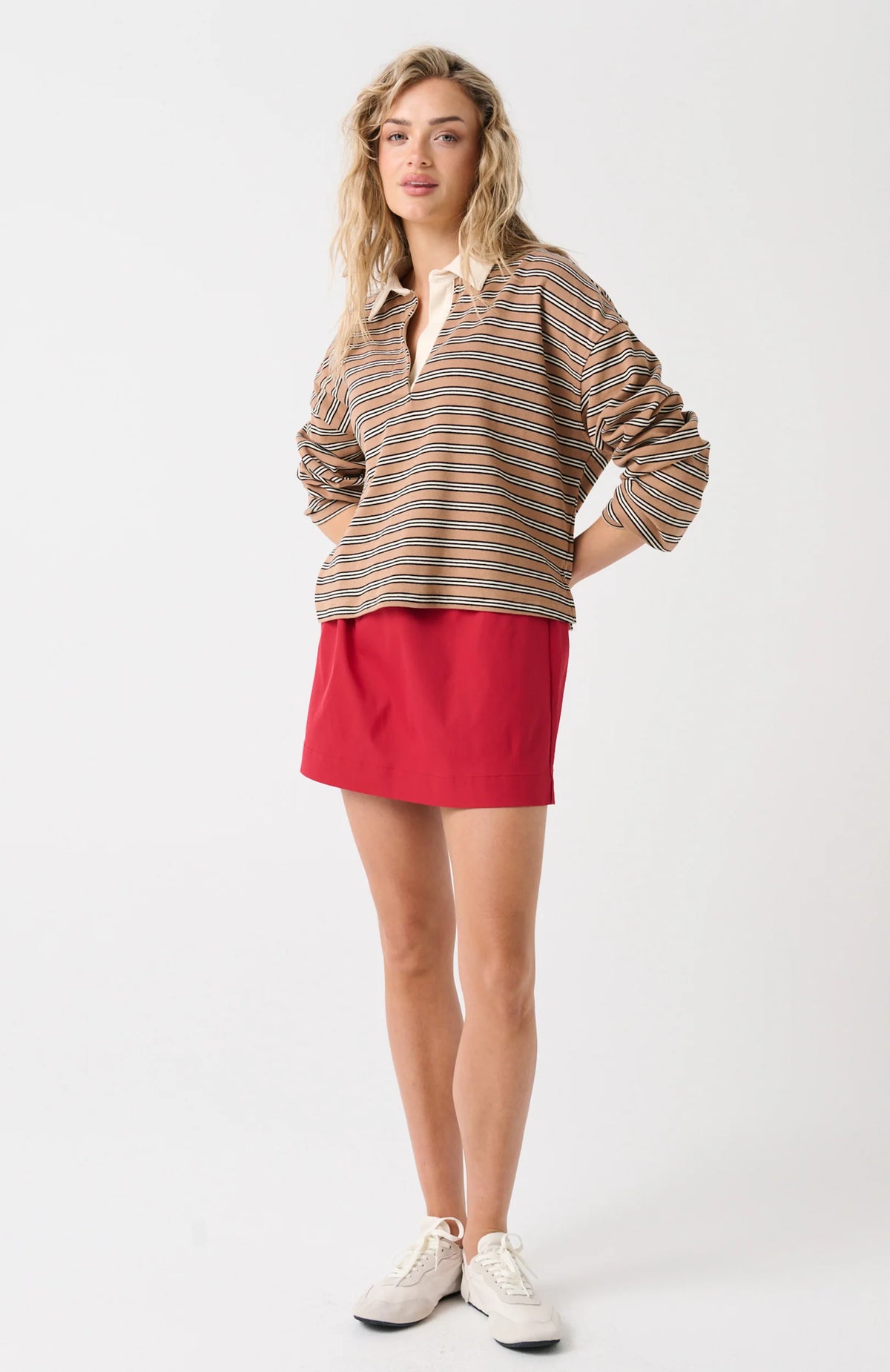Cartel & Willow - Alisa Rugby Tee Toffee Stripe