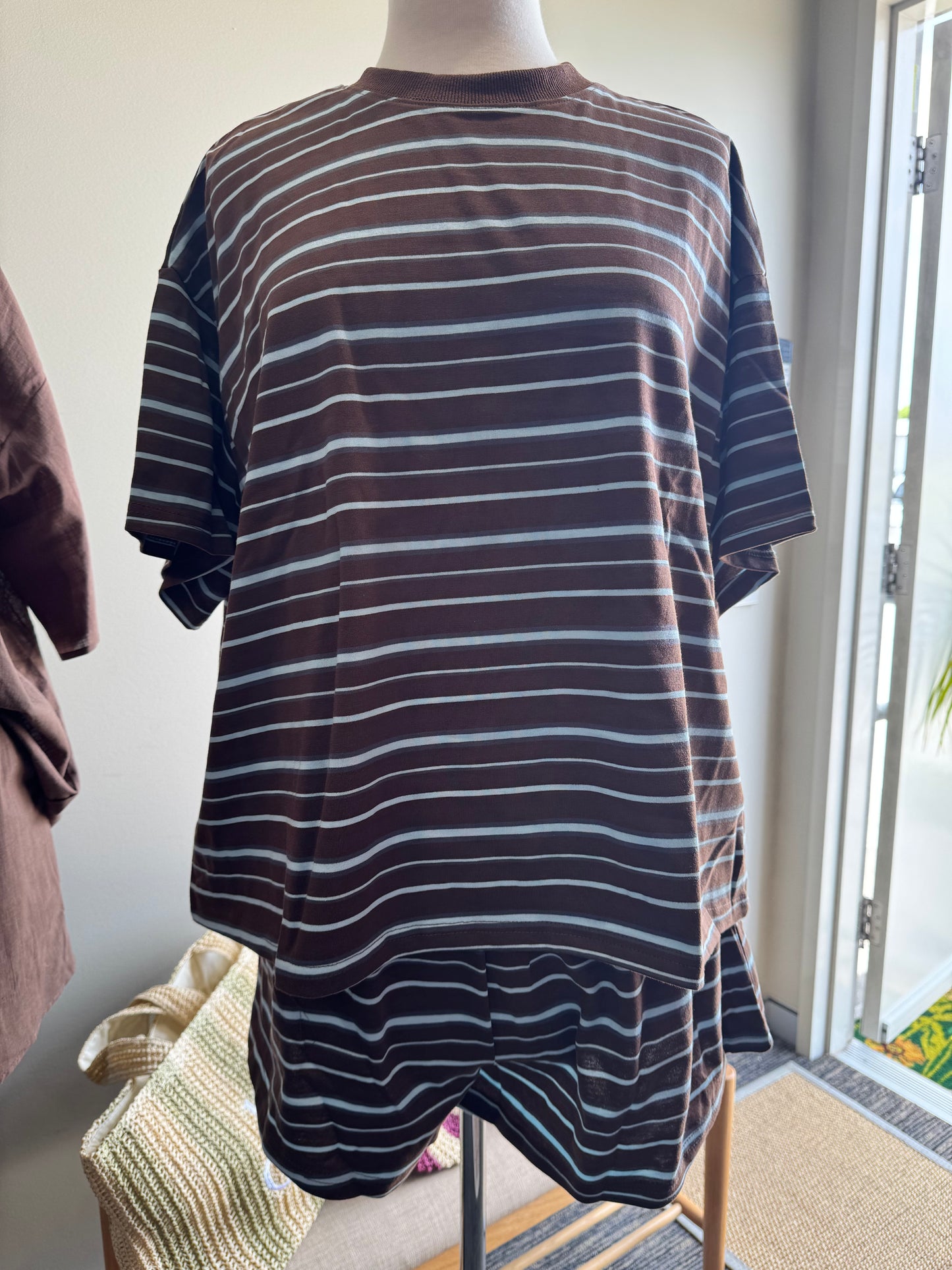 By Frankie - Choc/Blue Thick Tee Short Set