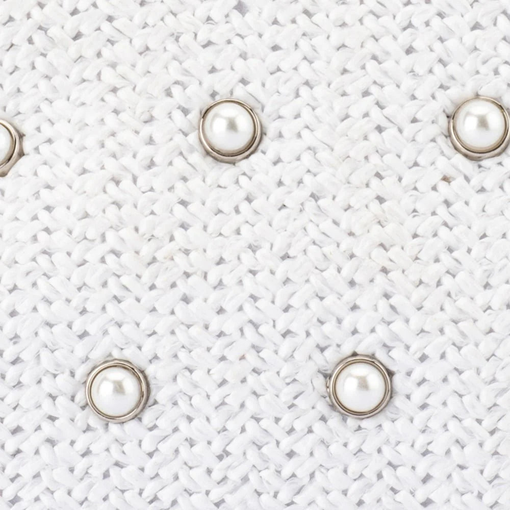 Olga Berg - Kaia Studded Woven Clutch White