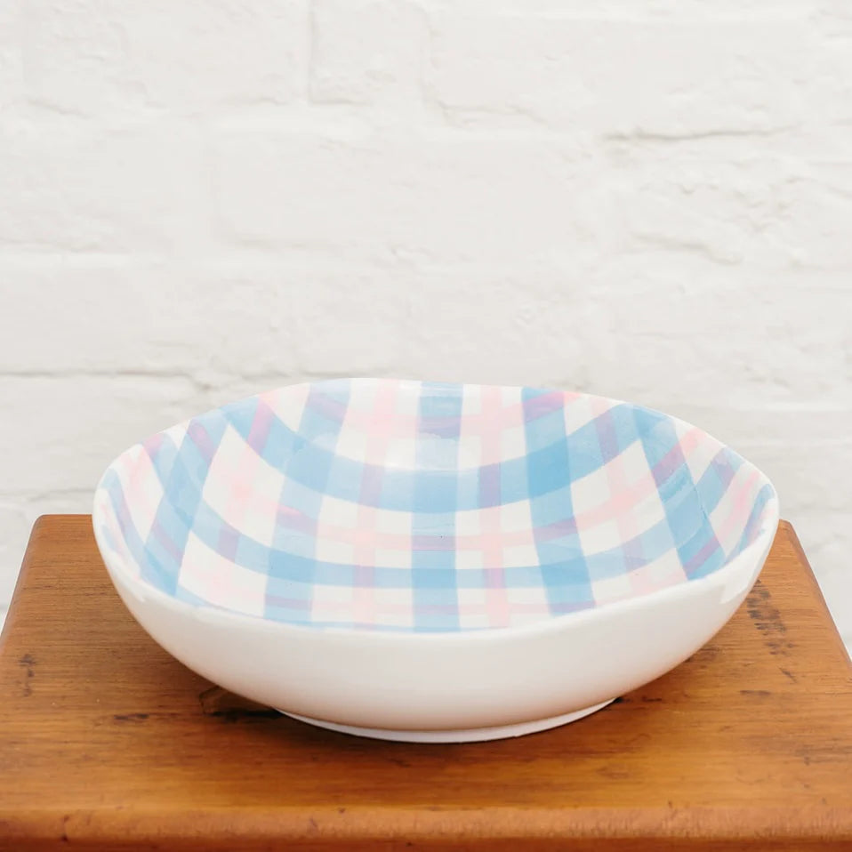Noss & Co - Salad Bowl Pink & Blue Gingham