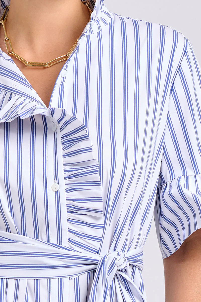 Shirty - The Molly Oversized Shirt Dress White with Azure Ticking