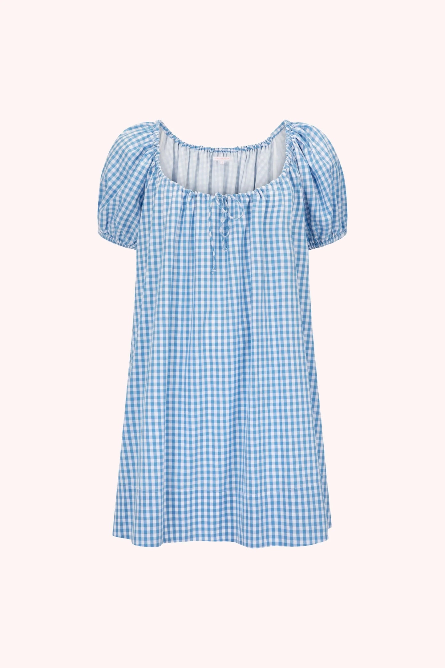 Oak Meadow - Everyday Drawcord Dress in Baby Blue Gingham