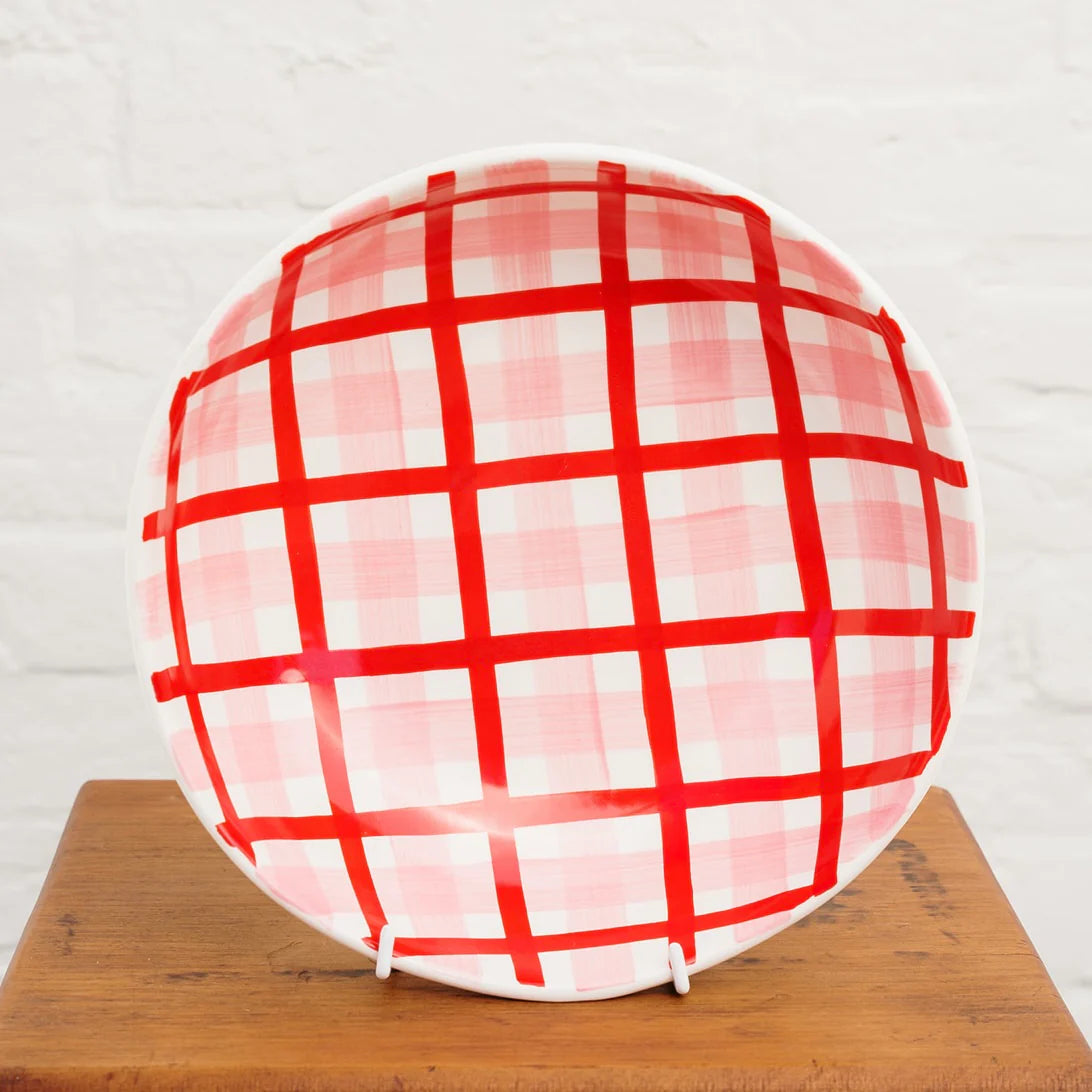 Noss & Co - Salad Bowl - Pink & Red Gingham