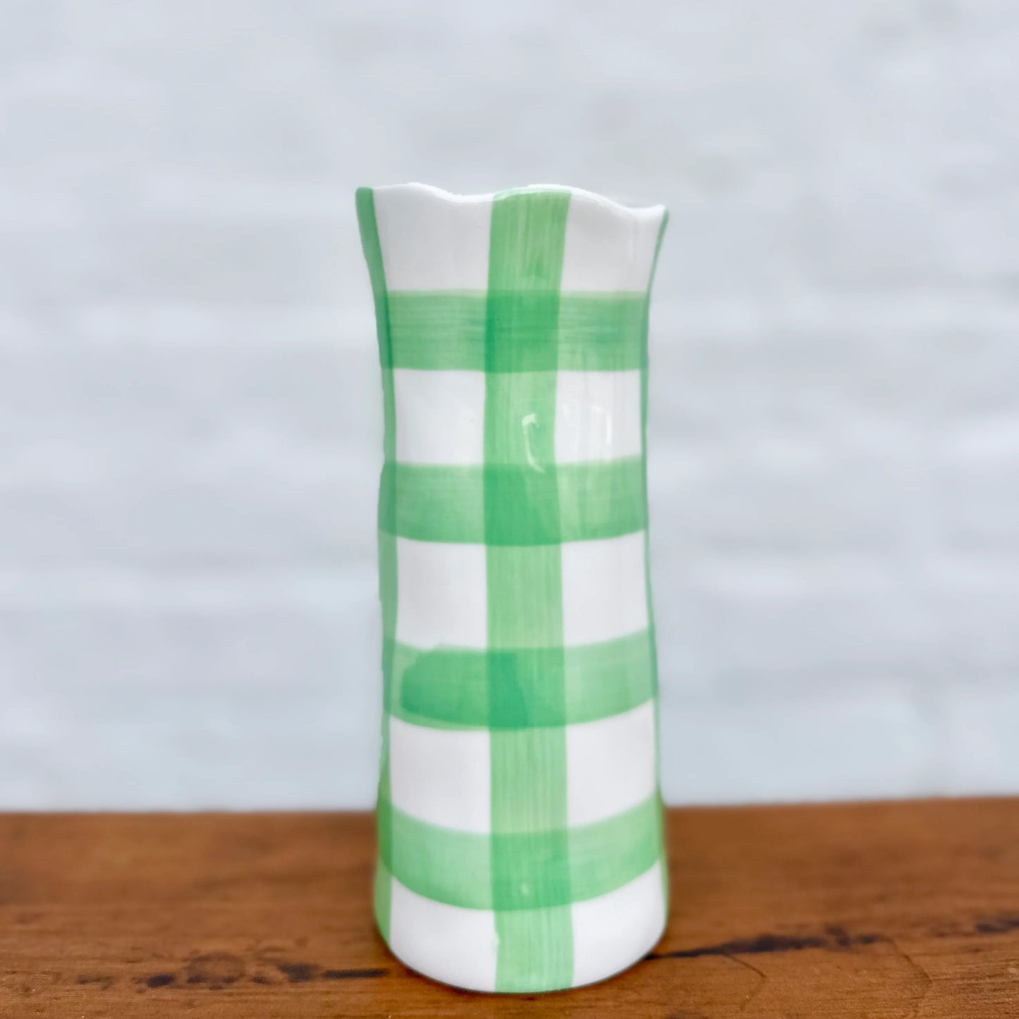 Noss & Co - Small Vase - Mint Gingham