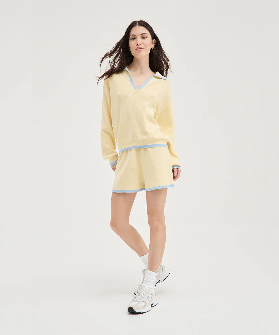Holiday Shop - Butter/Blue Contrast Knit Polo