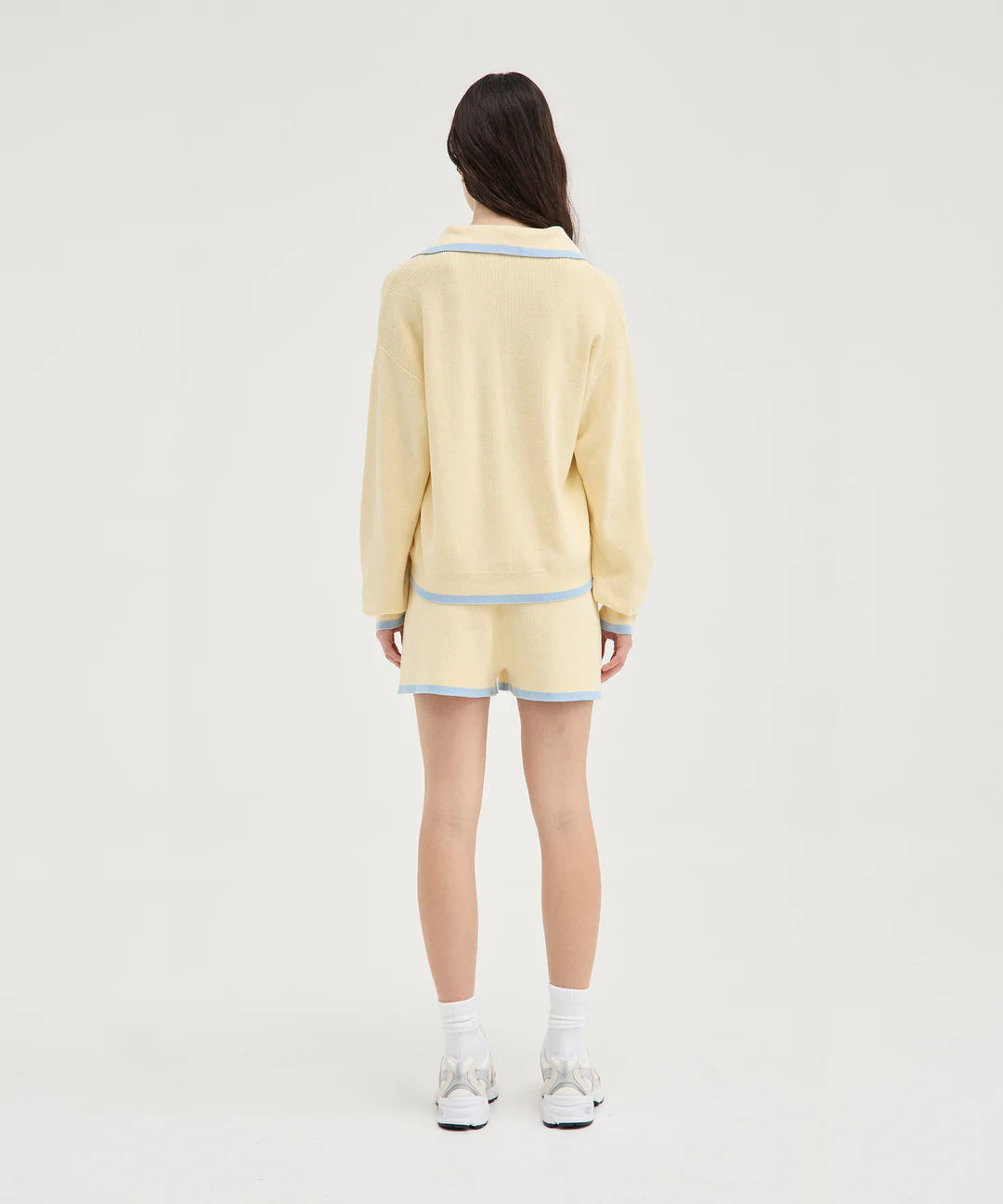 Holiday Shop - Butter/Blue Contrast Knit Polo
