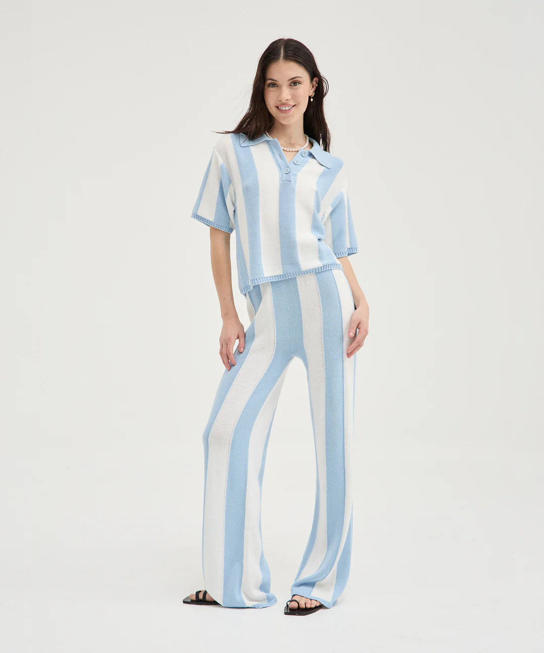 Holiday Shop - Blue/White Striped Knit Pants