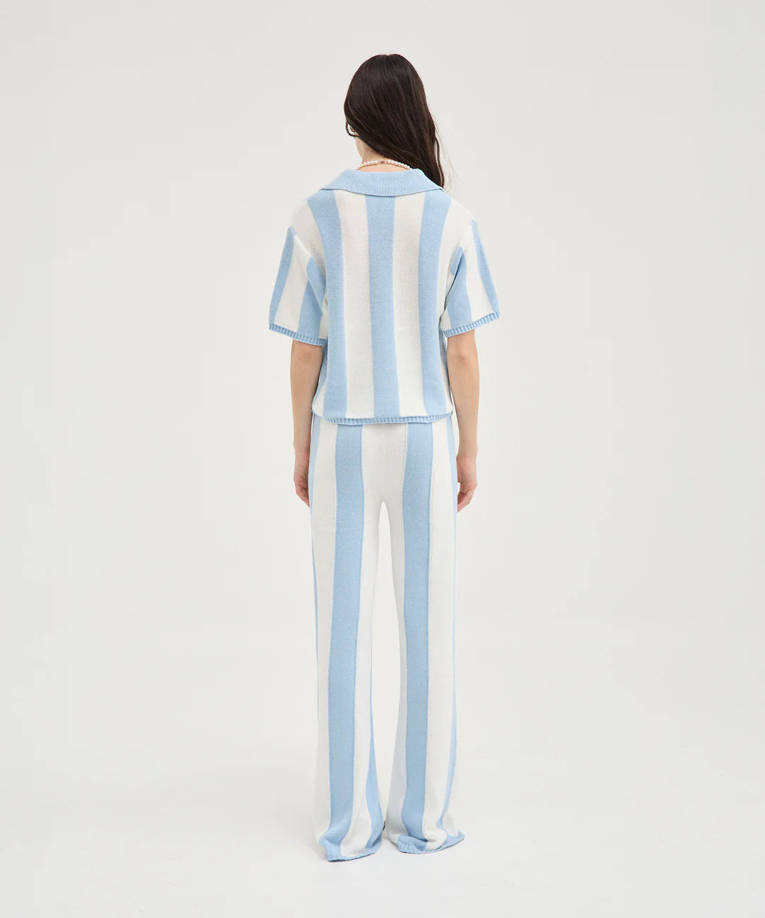 Holiday Shop - Blue/White Striped Knit Pants