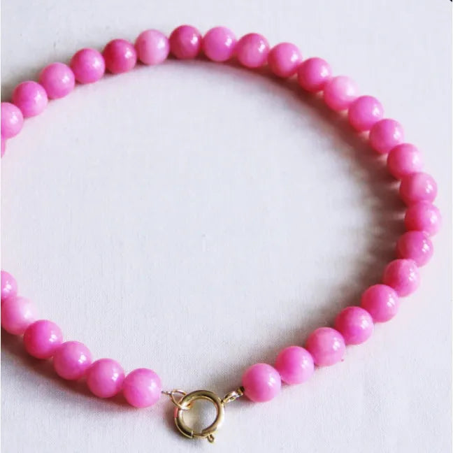 Bazon - Natural Stone Bead Necklace Fuchsia