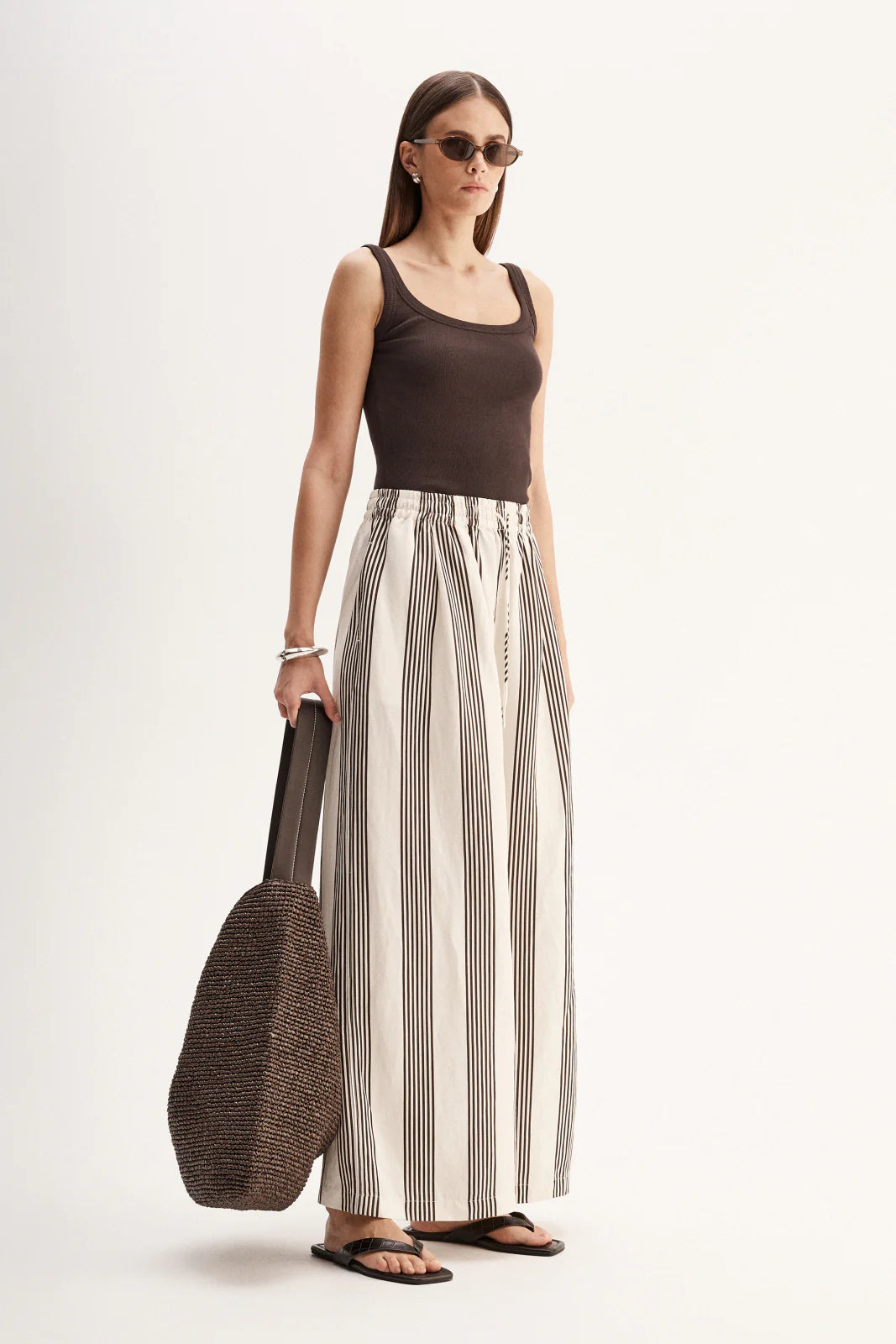 Elka Collective - Milo Stripe Pant Chocolate Stripe