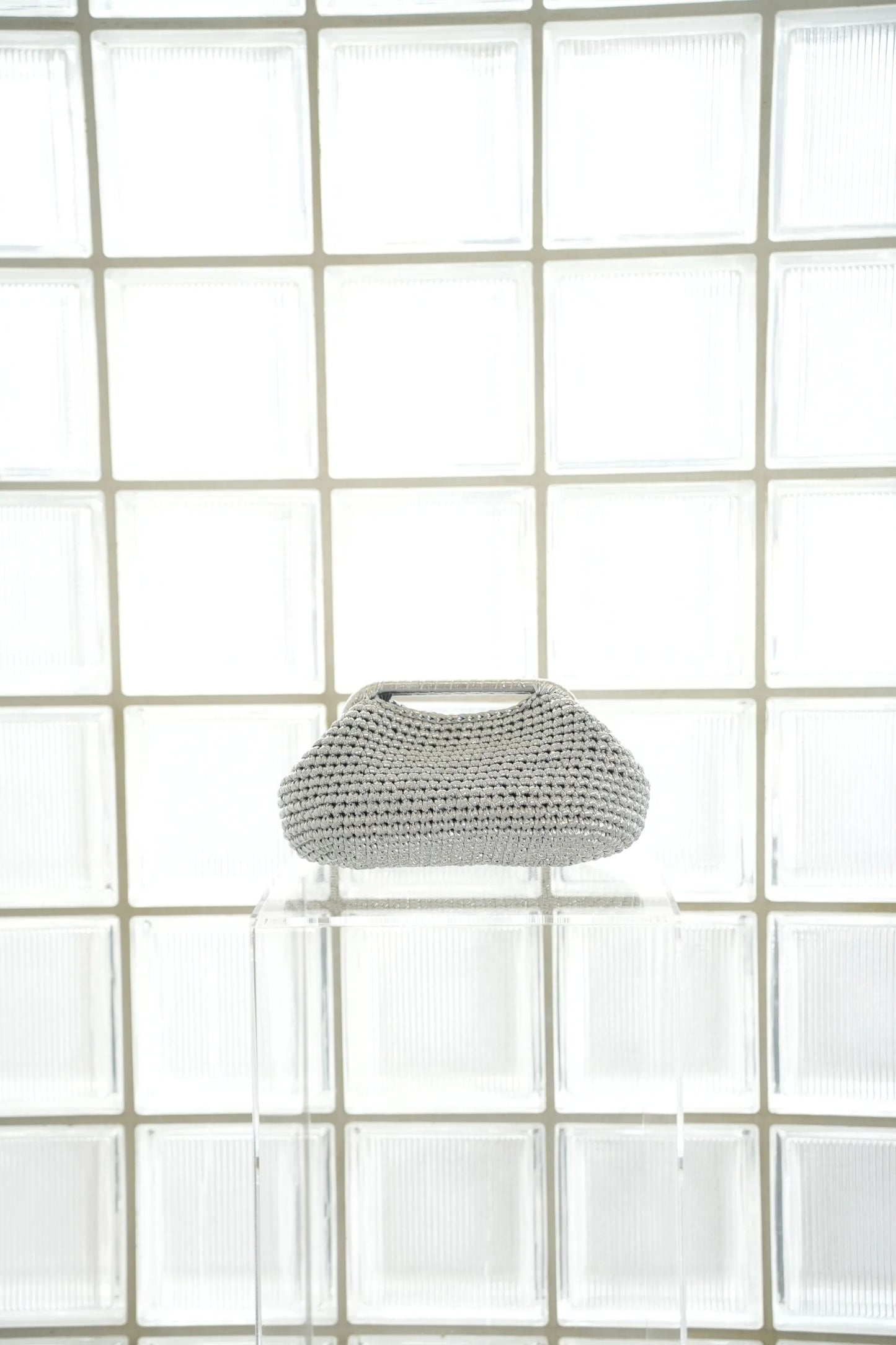Mia Capri - Woven Clutch - Silver
