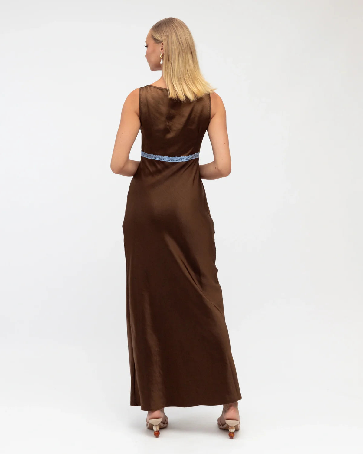 Naya Satin Midi Dress Brown