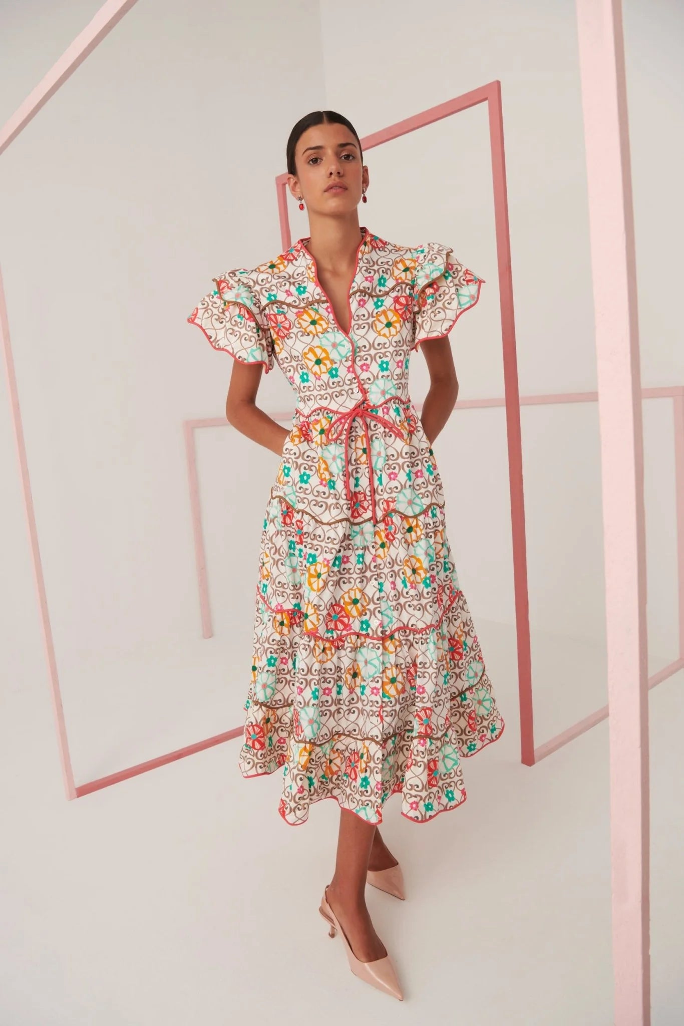 Celia B - Baba Island Print Midi Dress