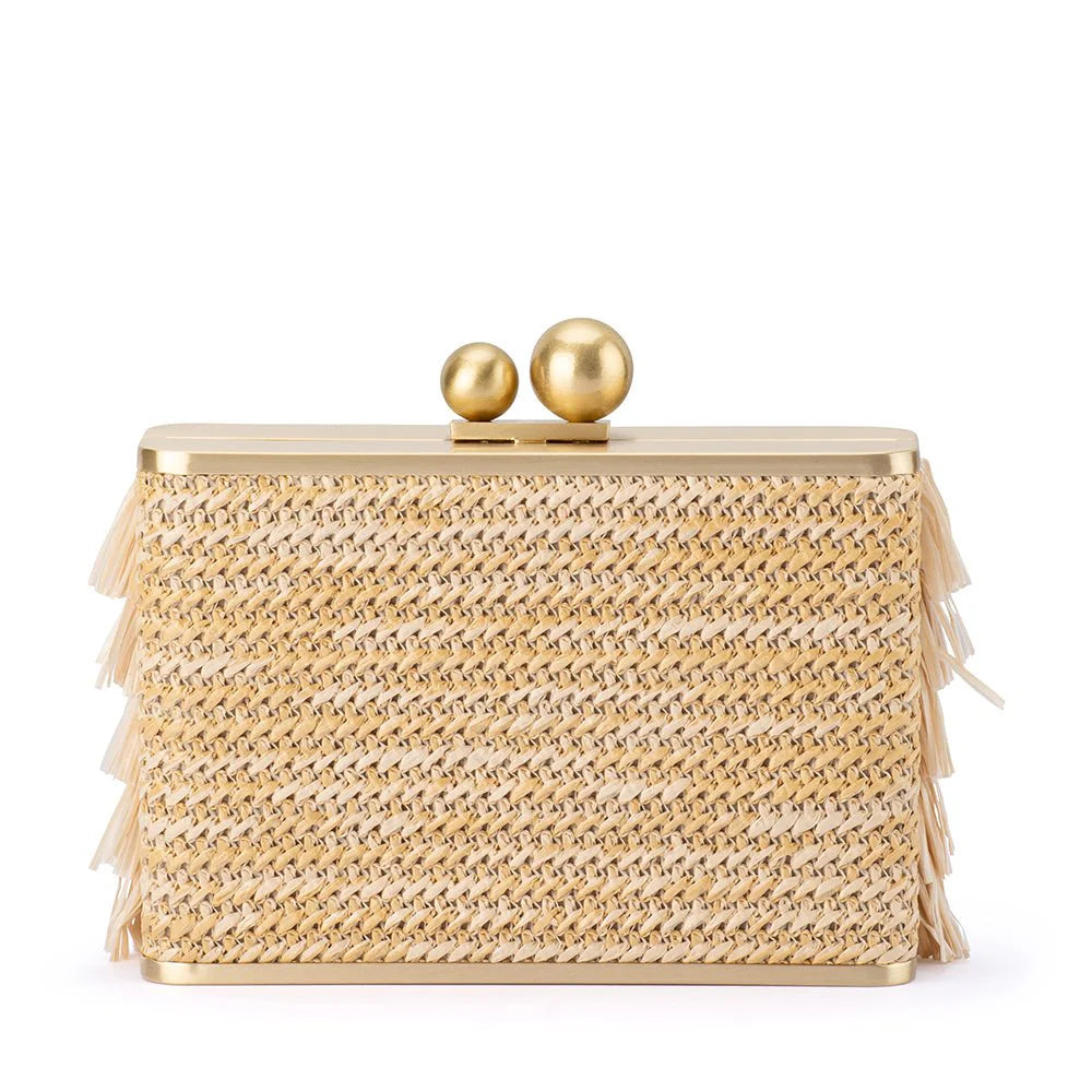 Olga Berg - Carlita Fringe Clutch Natural