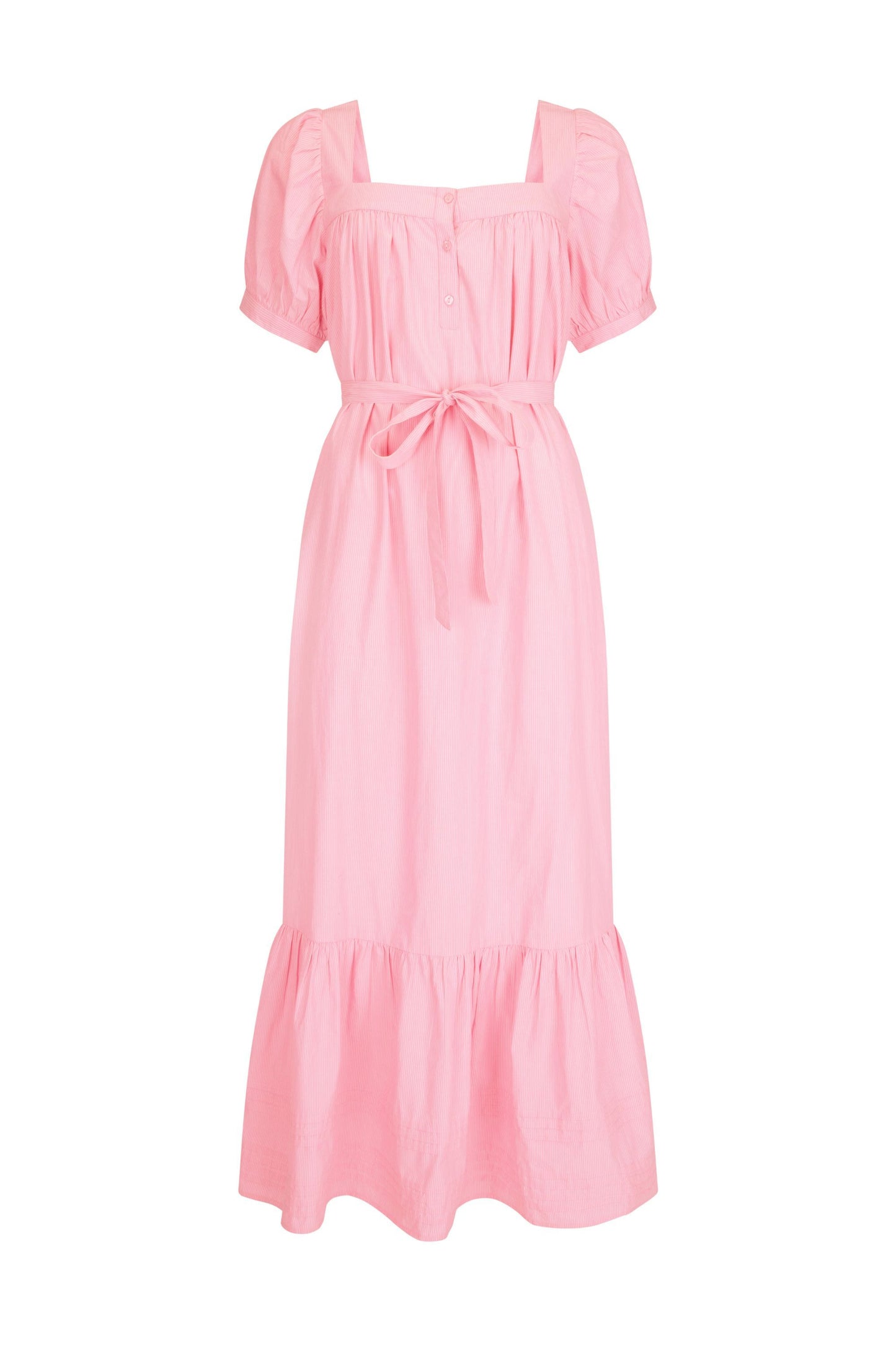 Oak Meadow - Gigi Midi Dress in Juni Rose Pinstripe