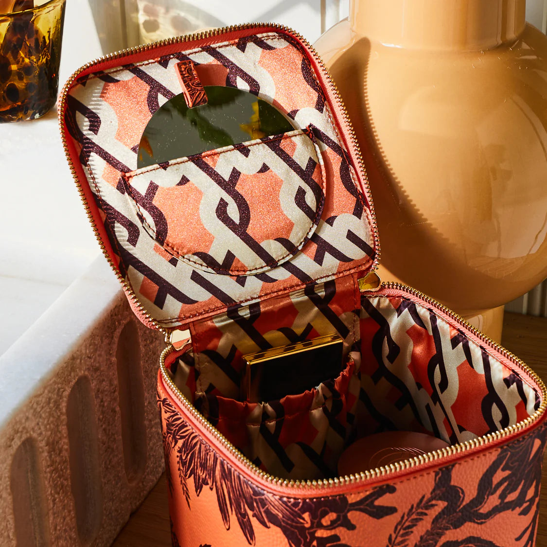 Sage & Clare - Delphine Small Vanity Case Vivid Coral