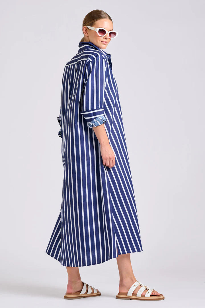 Shirty - The Luna Oversized Dress - Navy with White Stripe
