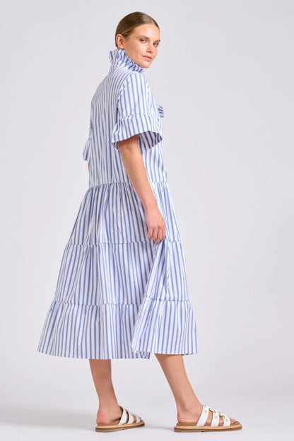 Shirty - The Molly Oversized Shirt Dress White with Azure Ticking