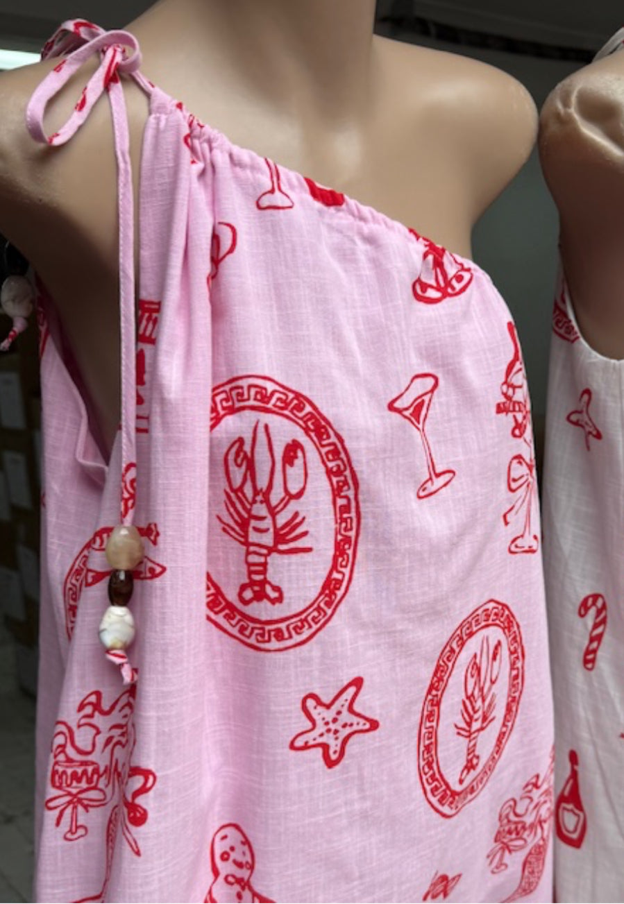 By Frankie - Pink Santa One Shoulder Maxi dress