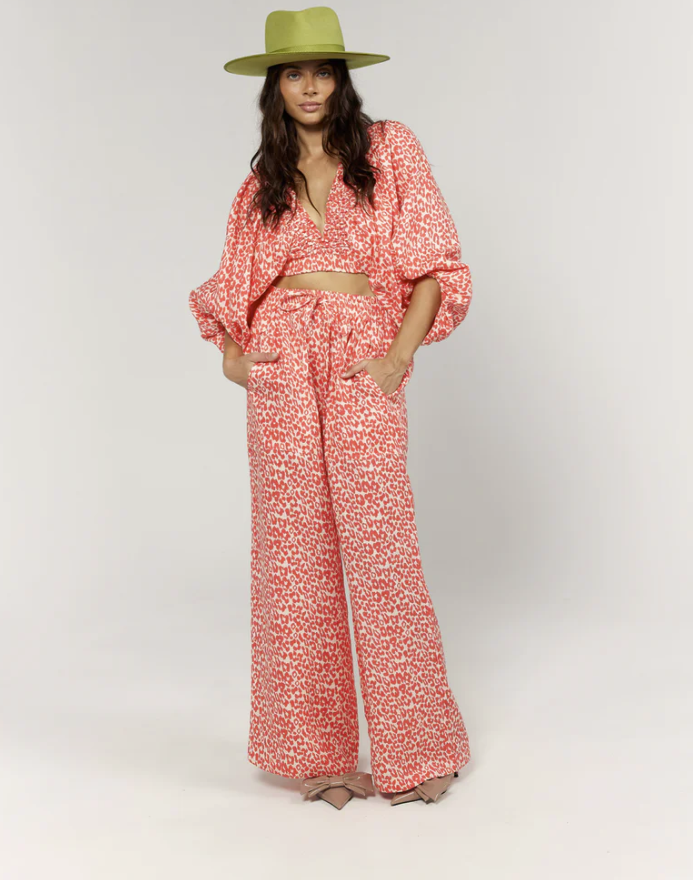 La Bohème Girls - Juno Pant Coral Oat Leopard