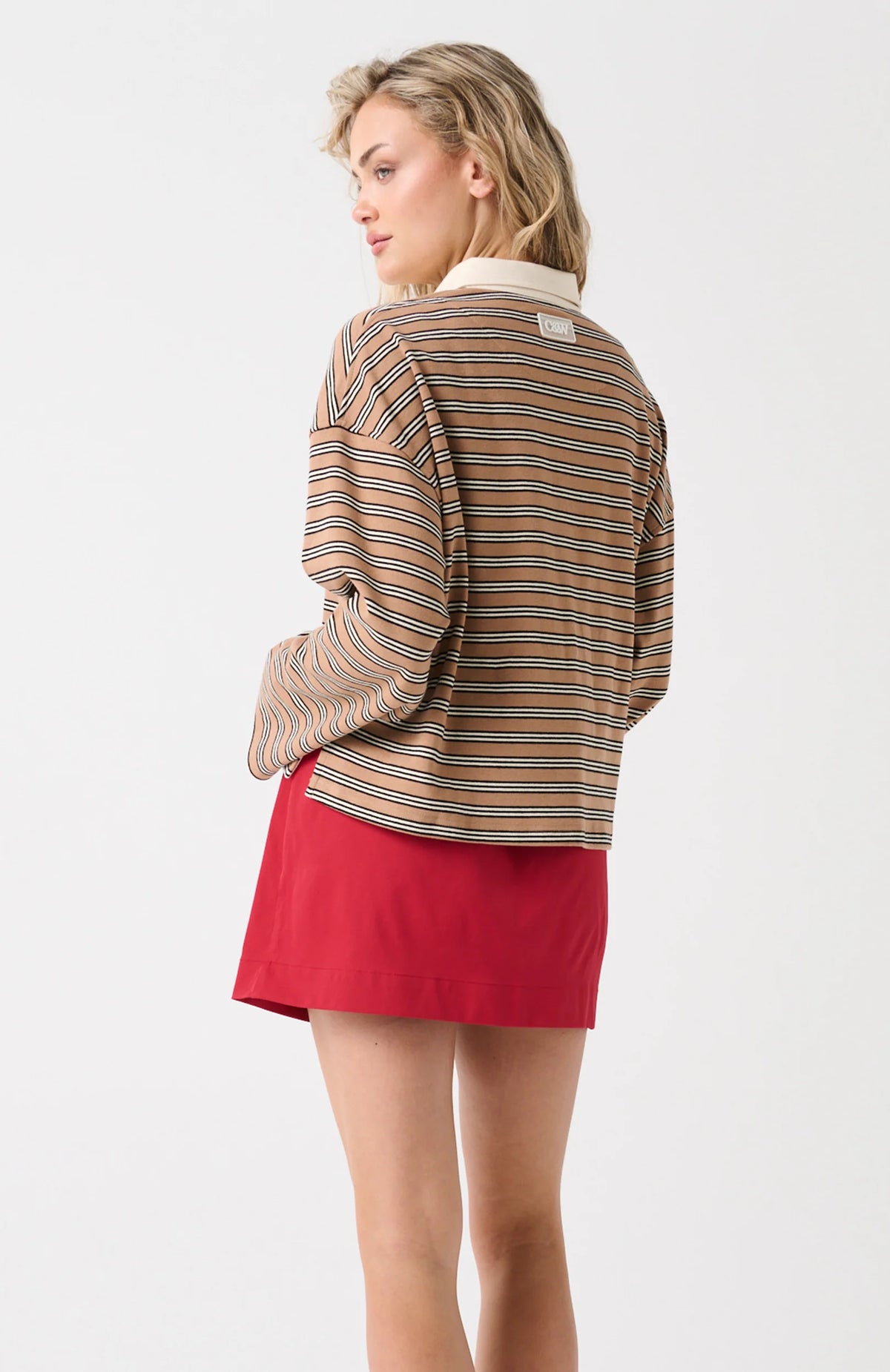 Cartel & Willow - Alisa Rugby Tee Toffee Stripe