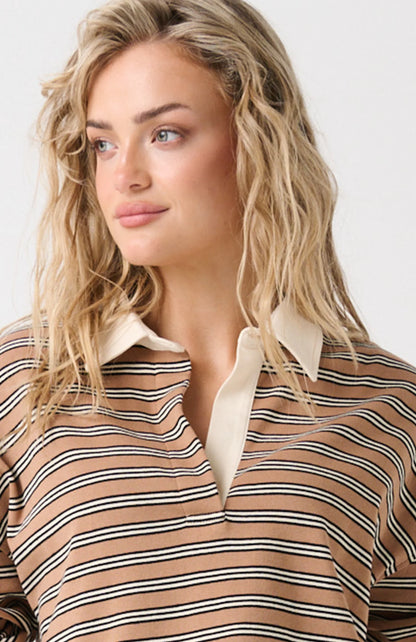 Cartel & Willow - Alisa Rugby Tee Toffee Stripe