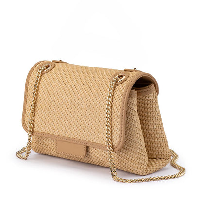 Olga Berg - Alexa Woven Shoulder Bag Natural