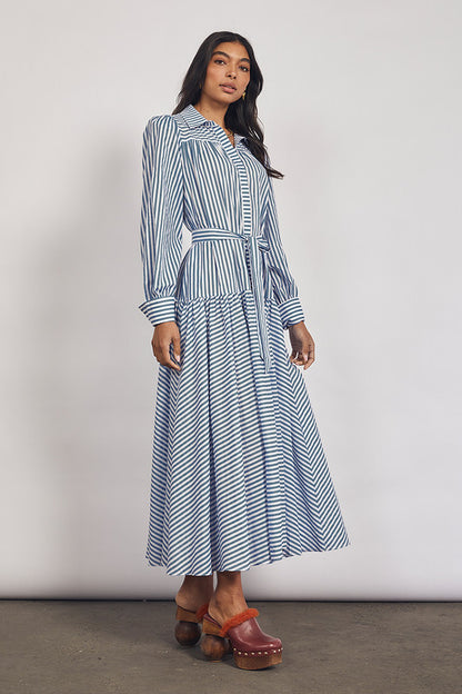 Bohemian Traders - River Long Sleeve Dress in Stripe