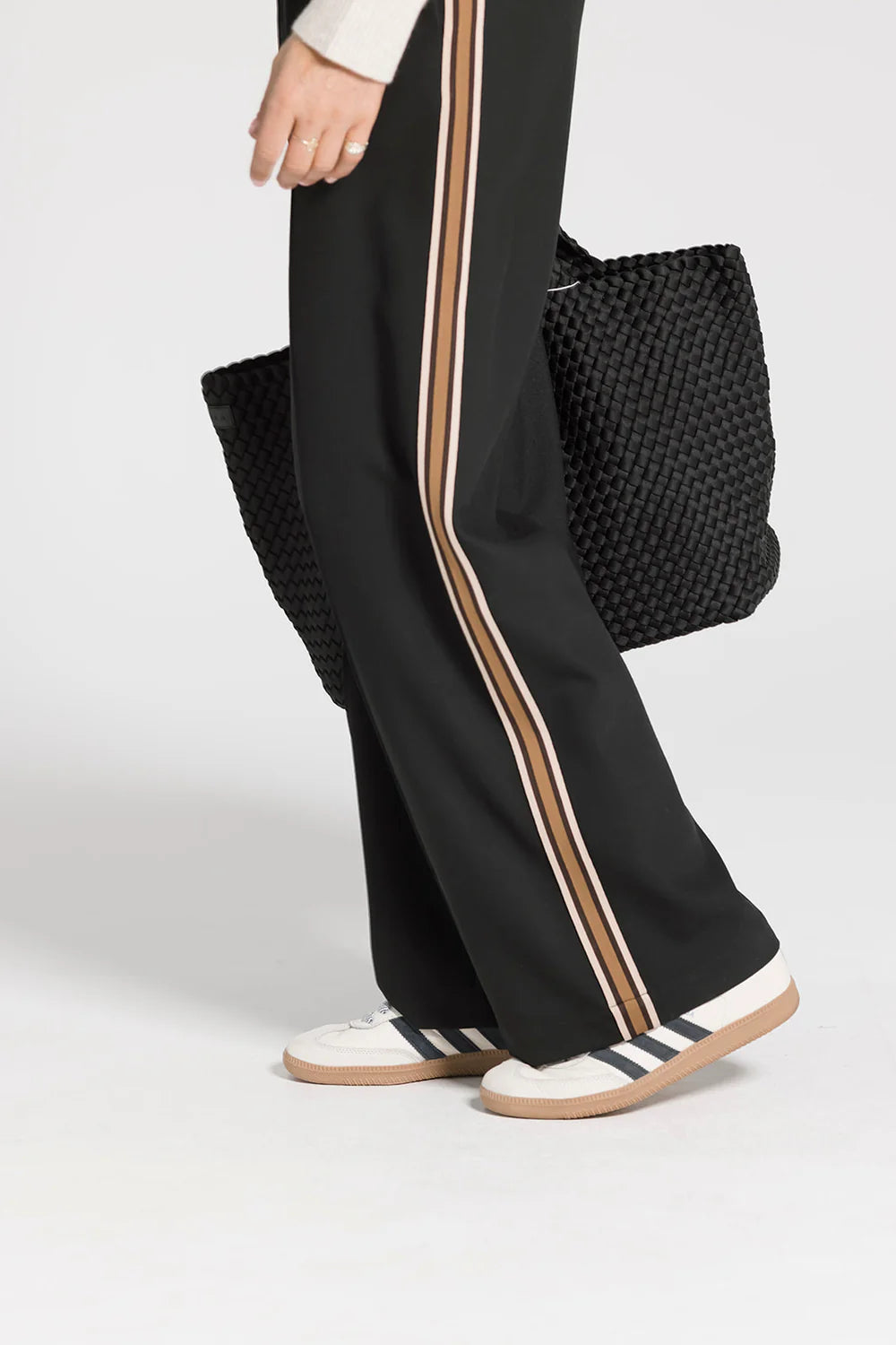 ARYELE - Riley Stripe Detail Pant - Black/Coffee Stripe