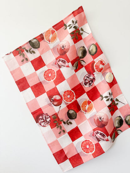 Whitney Spicer -  Pink Gingham Linen Tea Towel