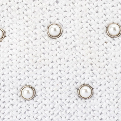 Olga Berg - Kaia Studded Woven Clutch White