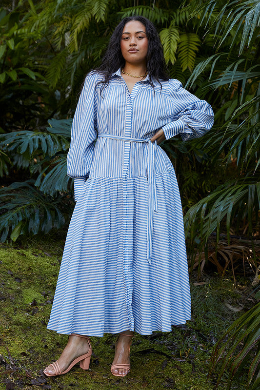 Bohemian Traders - River Long Sleeve Dress in Stripe