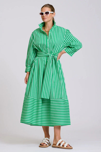 Shirty - The Martha Oversized Shirt Dress Double Green Stripe