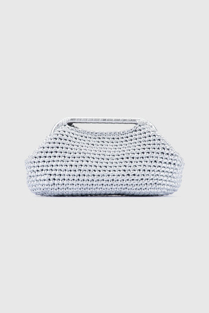 Mia Capri - Woven Clutch - Silver
