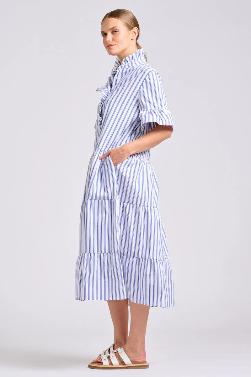Shirty - The Molly Oversized Shirt Dress White with Azure Ticking