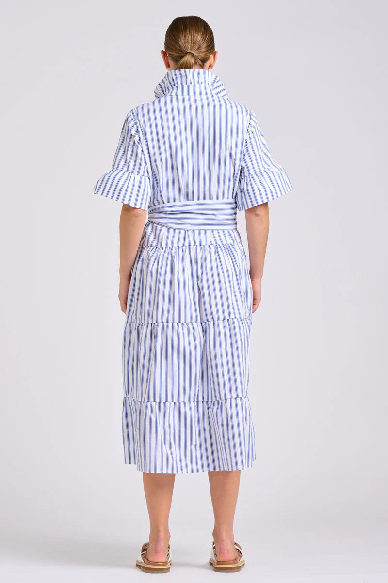 Shirty - The Molly Oversized Shirt Dress White with Azure Ticking