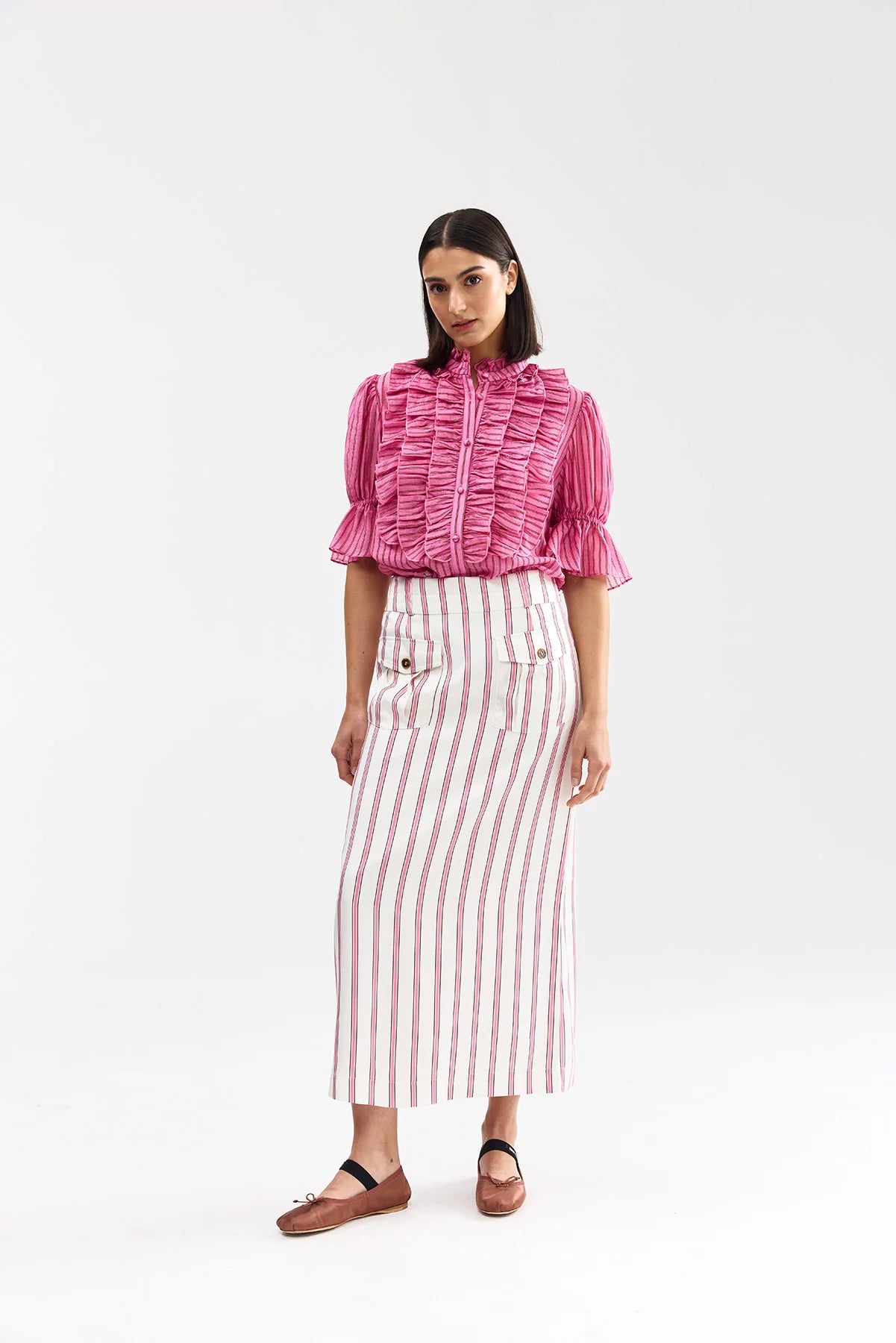 Aston Studio - Leonie Blouse Poppy Bark Stripe