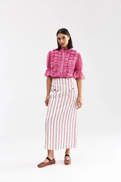 Aston Studio - Leonie Blouse Poppy Bark Stripe