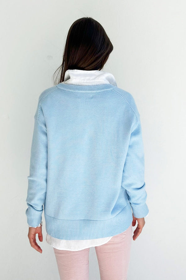 Mosk Melbourne - Georgie V-Neck Knit in Sky