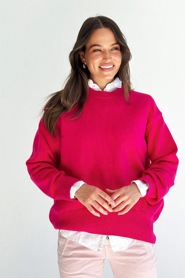 Mosk Melbourne - Sami Crew Knit in Bright Pink