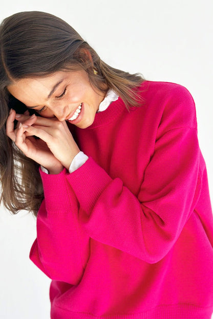 Mosk Melbourne - Sami Crew Knit in Bright Pink