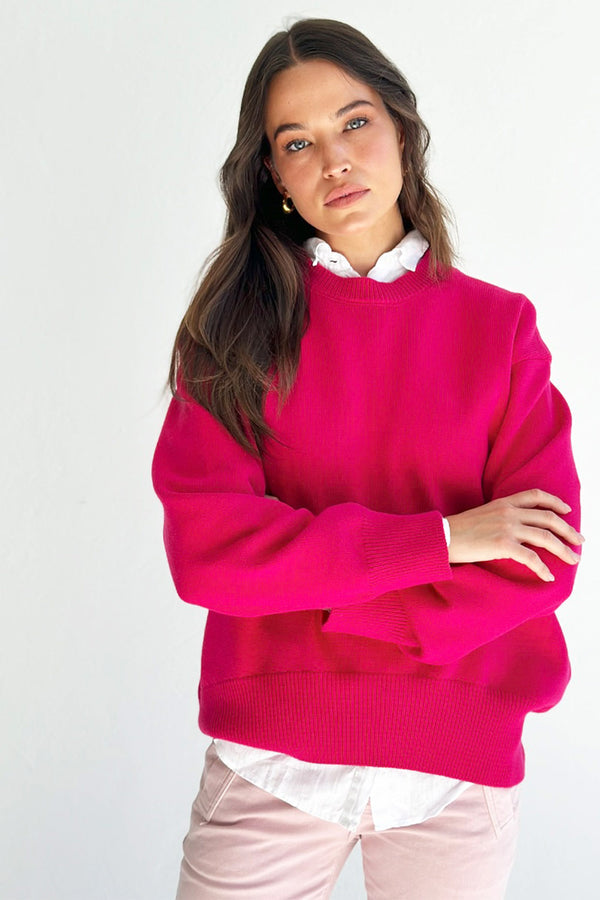 Mosk Melbourne - Sami Crew Knit in Bright Pink