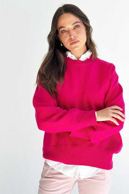 Mosk Melbourne - Sami Crew Knit in Bright Pink