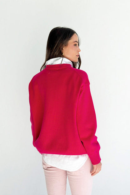 Mosk Melbourne - Sami Crew Knit in Bright Pink