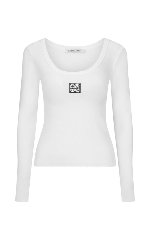 Araminta James - Monogram Long Sleeve Top in Snow