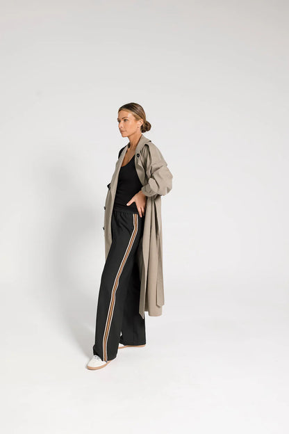 ARYELE - Riley Stripe Detail Pant - Black/Coffee Stripe