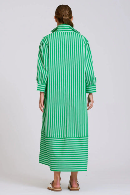 Shirty - The Martha Oversized Shirt Dress Double Green Stripe