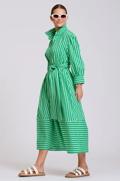 Shirty - The Martha Oversized Shirt Dress Double Green Stripe