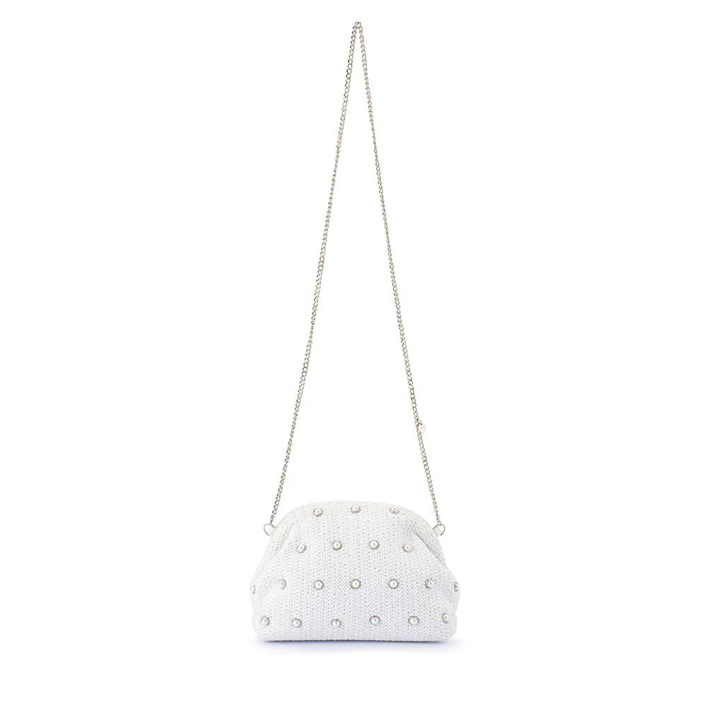 Olga Berg - Kaia Studded Woven Clutch White