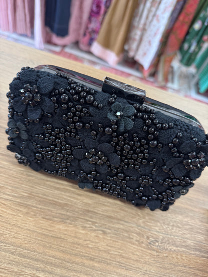 Olga Berg - Beth Encrusted Clutch Black